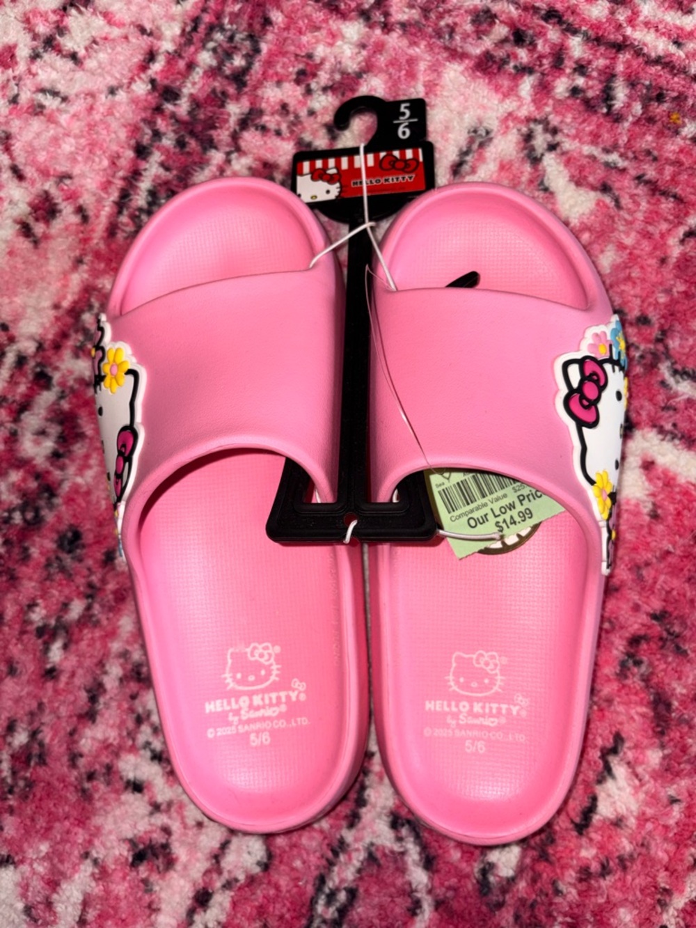 Hello Kitty Pink Kids Slide Sandals with Character Accent